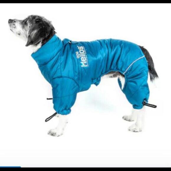 DOGHELIOS Thunder-Crackle Full-Body Bodied Waded-Plush Dog Jacket NWT Small Blue - Picture 1 of 5